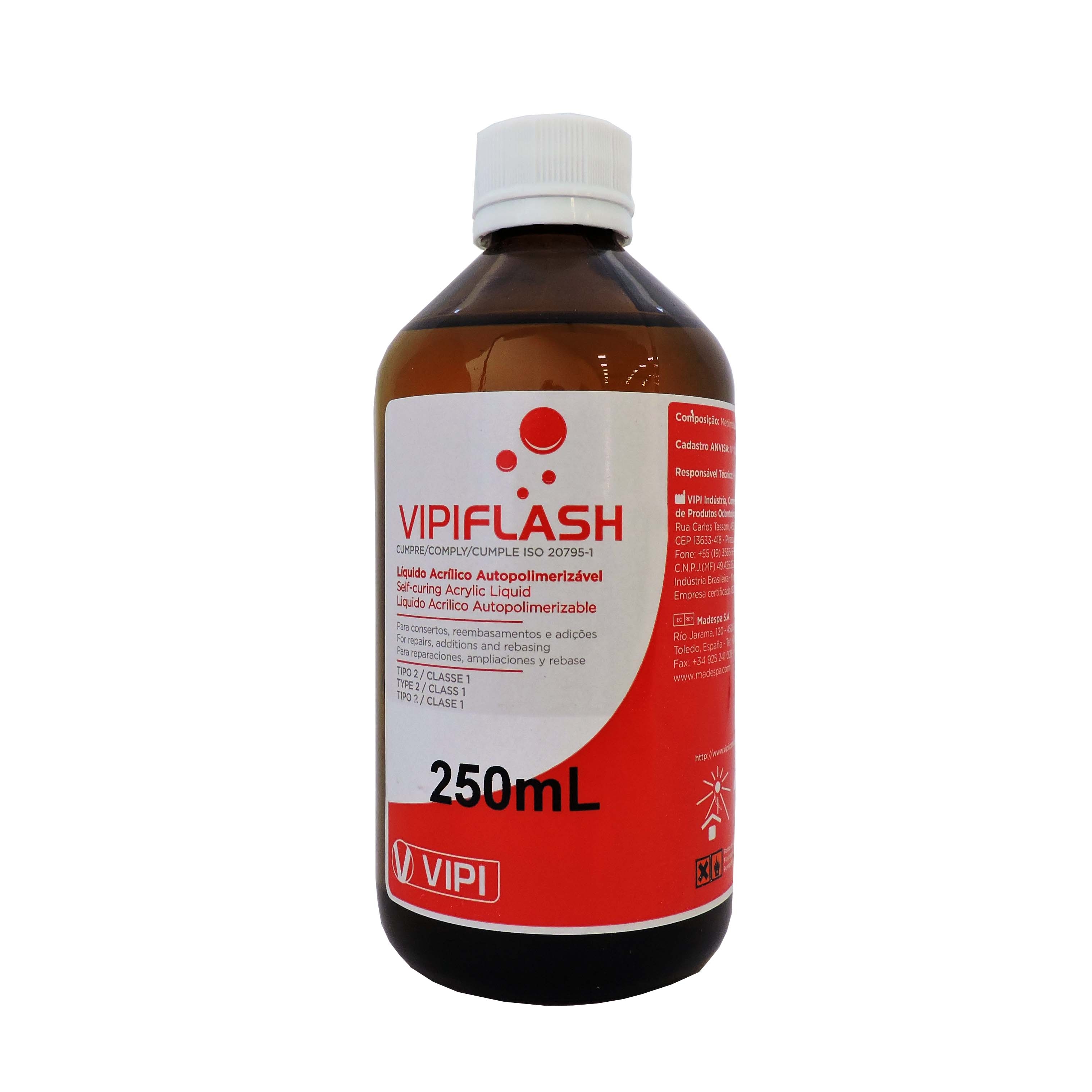 Resina Acrílica Autopolimerizável Vipi Flash 250ml - resina de rápida